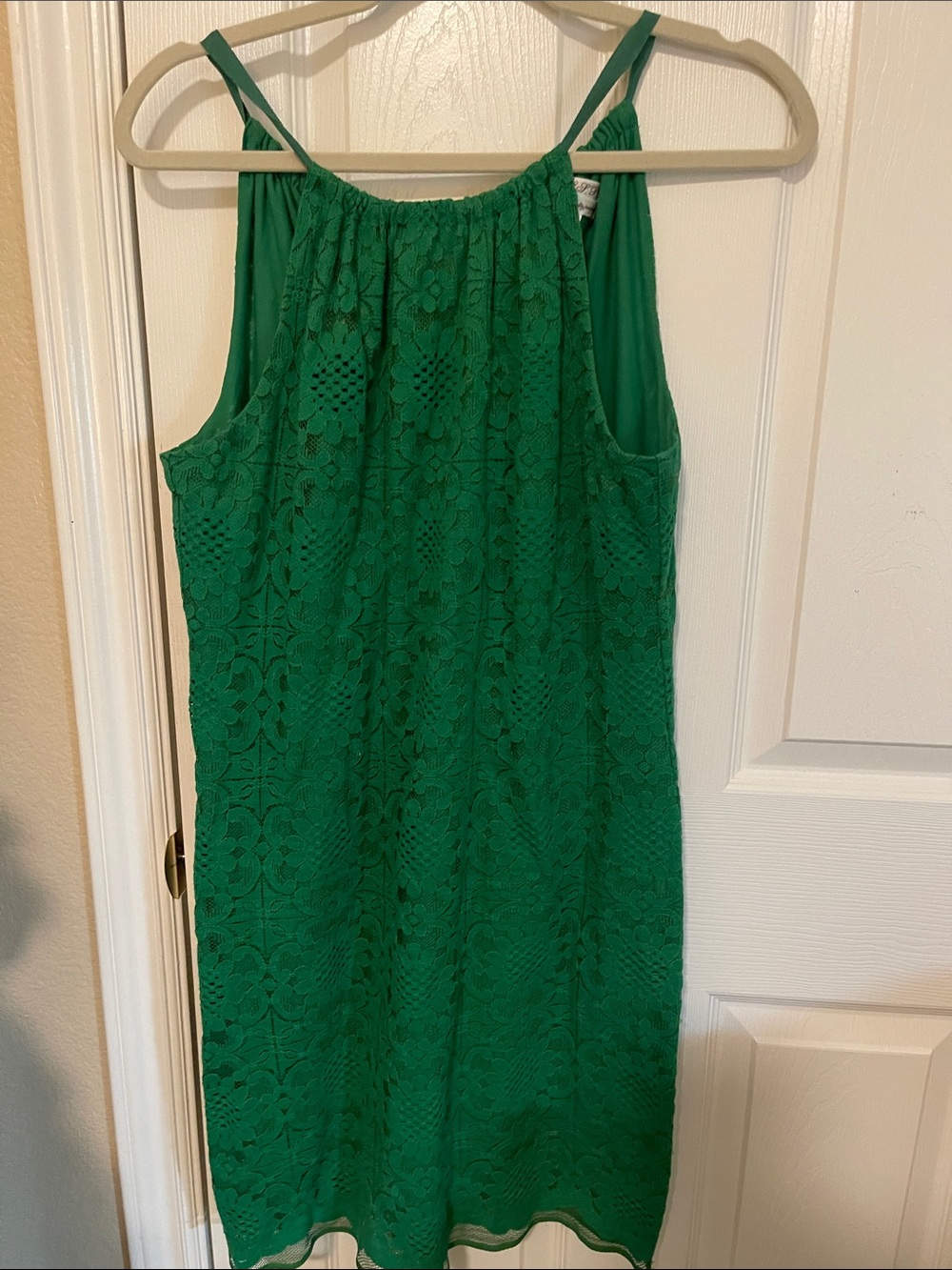 Sleeveless Green Lace Midi Dress - Women